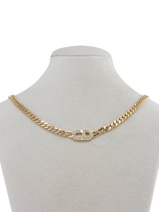 Logo Rhinestone Pendant Necklace